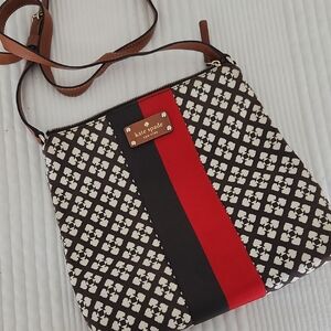 Kate Spade Brown and Red Crossbody Bag with Graphic Flair